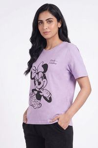 Zivame Minnie Mouse Knit Cotton Loungewear Top - Pastel Lilac — thumbnail 4
